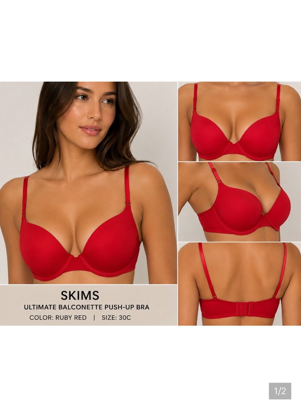 NEW NO TAGS SKIMS RED 34DD Push up bra